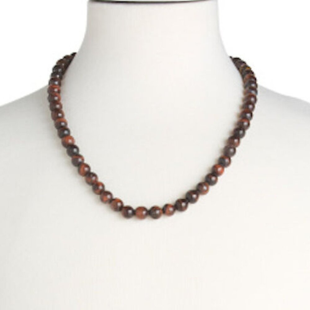 Blackjack Genuine Red Tiger Eye Necklace and Bracelet 2 Pc Set